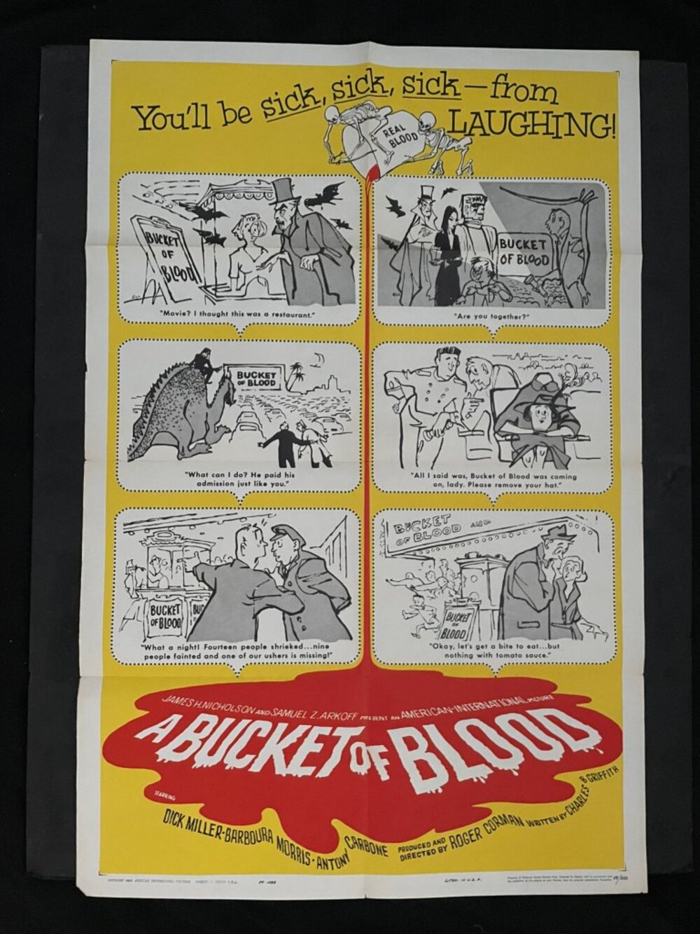 Roger Corman original one-sheet poster from 1959's "A Bucket of Blood" Rare
